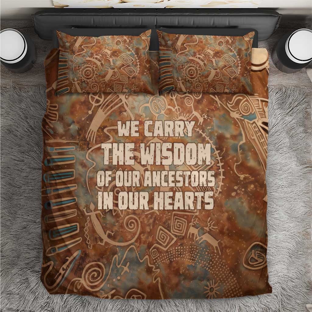 We Carry The Wisdom Bedding Set Indigenous Spirit Quote Art - African Pride