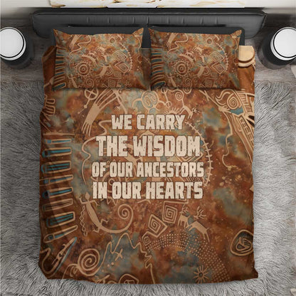 We Carry The Wisdom Bedding Set Indigenous Spirit Quote Art - African Pride