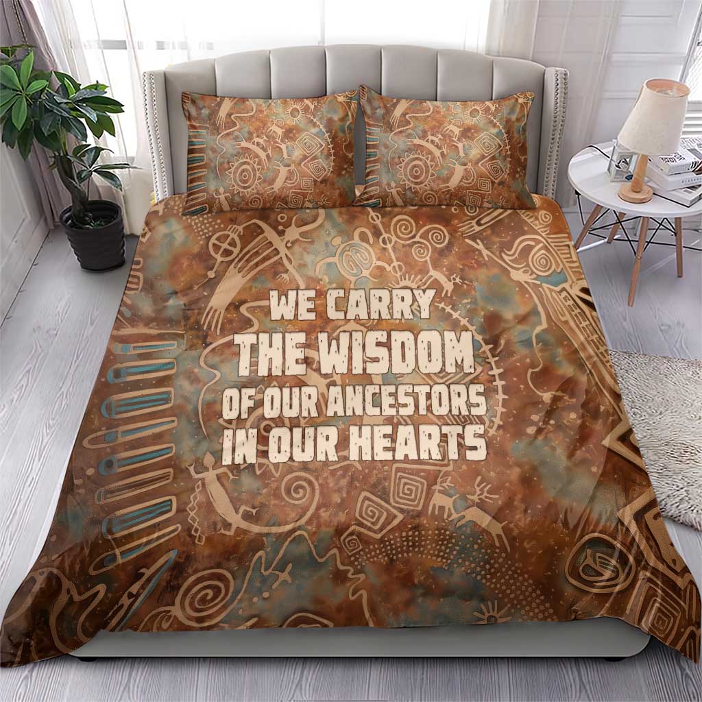 We Carry The Wisdom Bedding Set Indigenous Spirit Quote Art - African Pride
