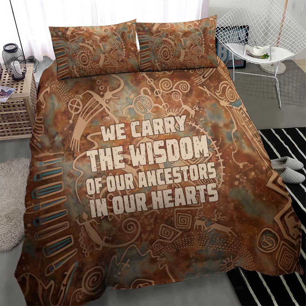 We Carry The Wisdom Bedding Set Indigenous Spirit Quote Art - African Pride