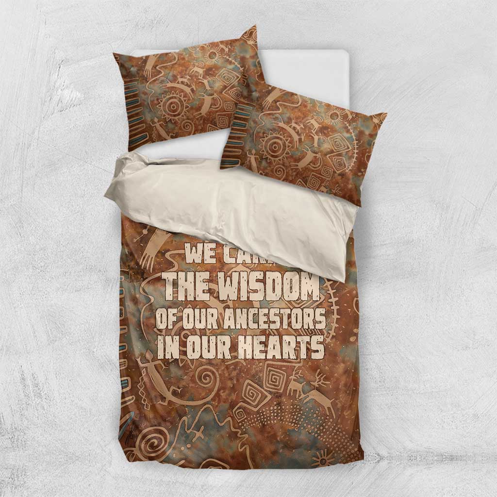 We Carry The Wisdom Bedding Set Indigenous Spirit Quote Art - African Pride