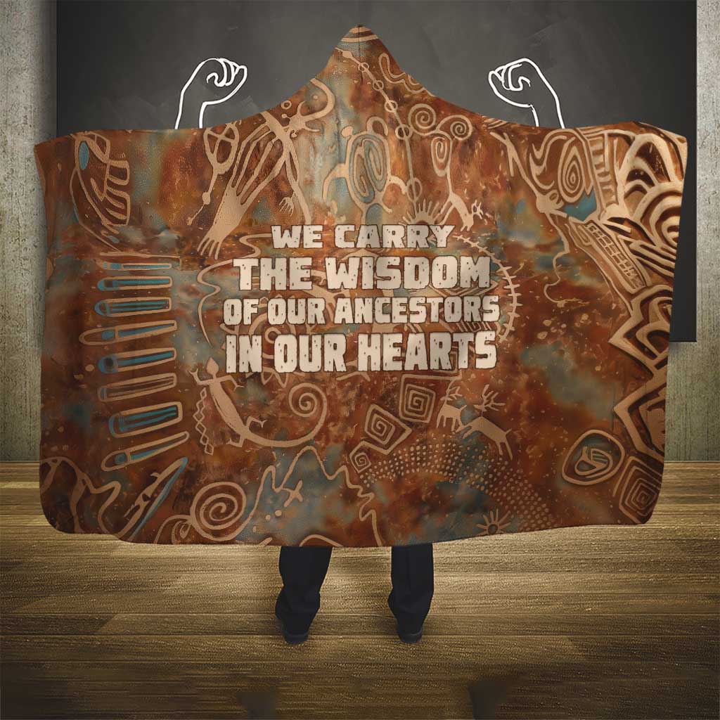 We Carry The Wisdom Hooded Blanket Indigenous Spirit Quote Art - African Pride