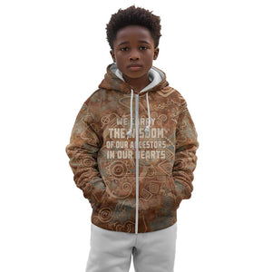 We Carry The Wisdom Kid Hoodie Indigenous Spirit Quote Art - African Pride