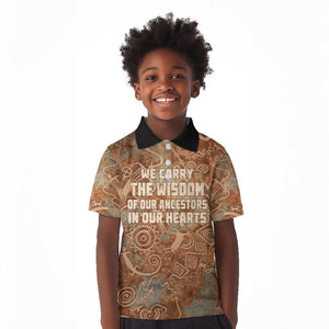 We Carry The Wisdom Kid Polo Shirt Indigenous Spirit Quote Art - African Pride