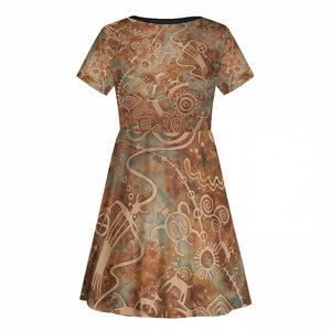 We Carry The Wisdom Kid Short Sleeve Dress Indigenous Spirit Quote Art - African Pride