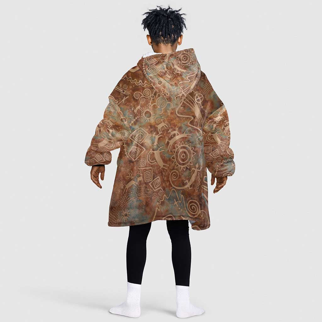 We Carry The Wisdom Kid Wearable Blanket Hoodie Indigenous Spirit Quote Art - African Pride