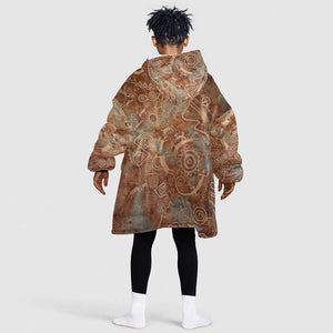 We Carry The Wisdom Kid Wearable Blanket Hoodie Indigenous Spirit Quote Art - African Pride