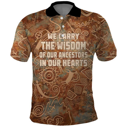We Carry The Wisdom Polo Shirt Indigenous Spirit Quote Art - African Pride
