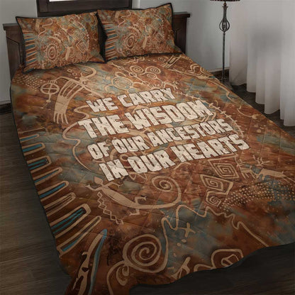 We Carry The Wisdom Quilt Bed Set Indigenous Spirit Quote Art - African Pride