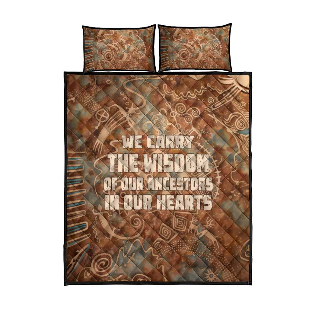 We Carry The Wisdom Quilt Bed Set Indigenous Spirit Quote Art - African Pride