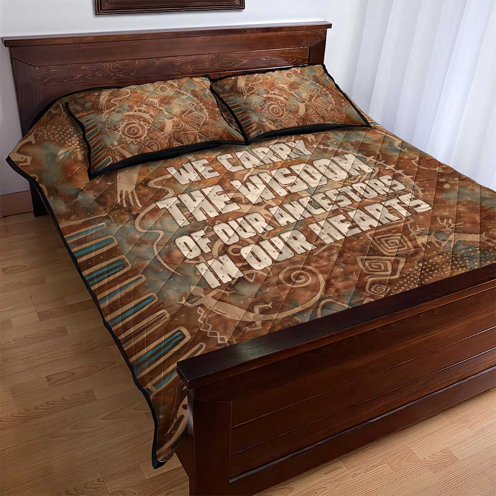 We Carry The Wisdom Quilt Bed Set Indigenous Spirit Quote Art - African Pride