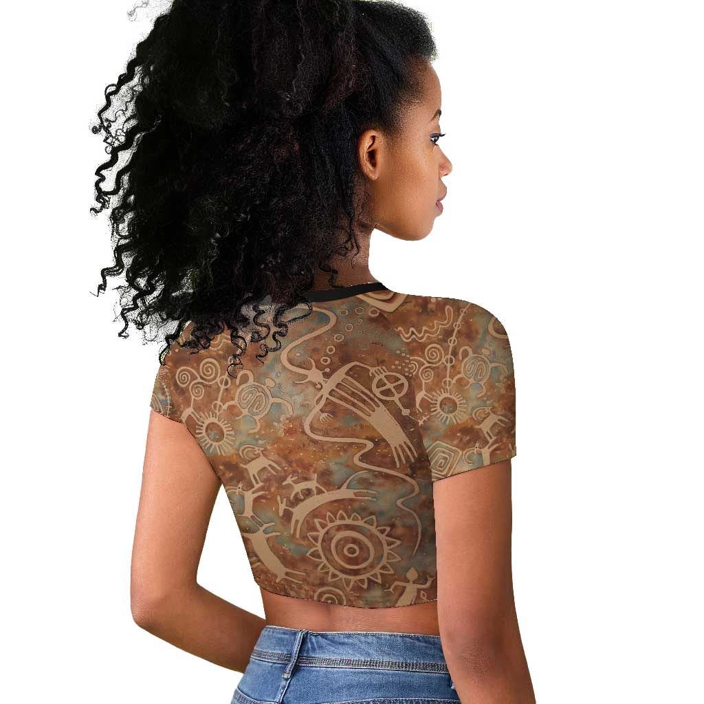 We Carry The Wisdom Raglan Cropped T shirt Indigenous Spirit Quote Art - African Pride