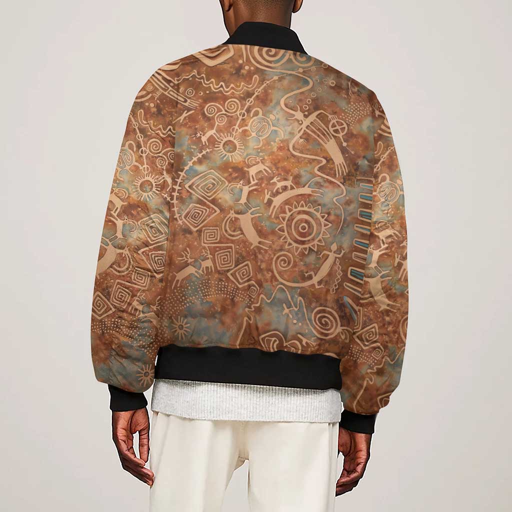 We Carry The Wisdom Sleeve Zip Bomber Jacket Indigenous Spirit Quote Art - African Pride