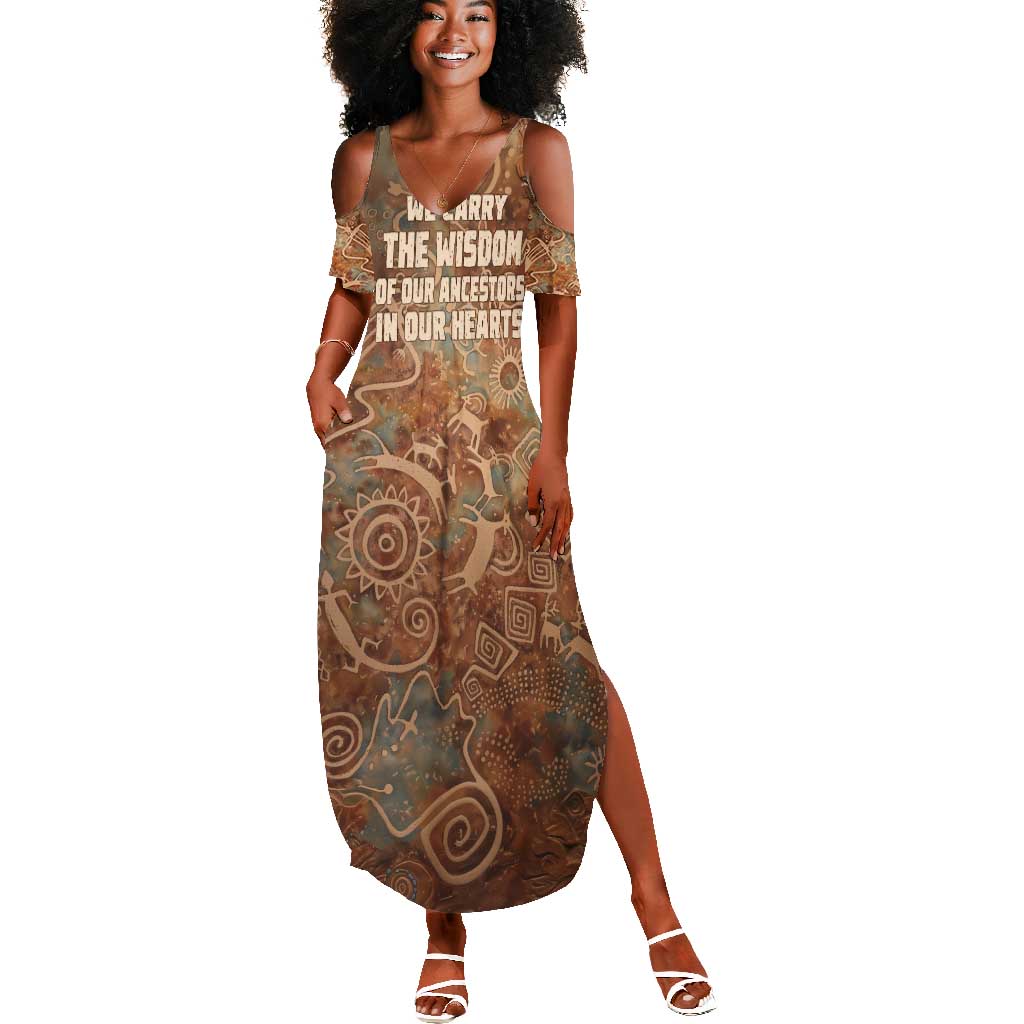 We Carry The Wisdom Summer Maxi Dress Indigenous Spirit Quote Art - African Pride