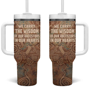We Carry The Wisdom Tumbler With Handle Indigenous Spirit Quote Art - African Pride