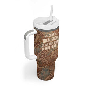 We Carry The Wisdom Tumbler With Handle Indigenous Spirit Quote Art - African Pride