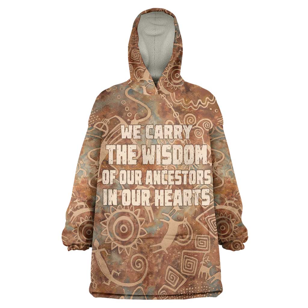 We Carry The Wisdom Wearable Blanket Hoodie Indigenous Spirit Quote Art - African Pride