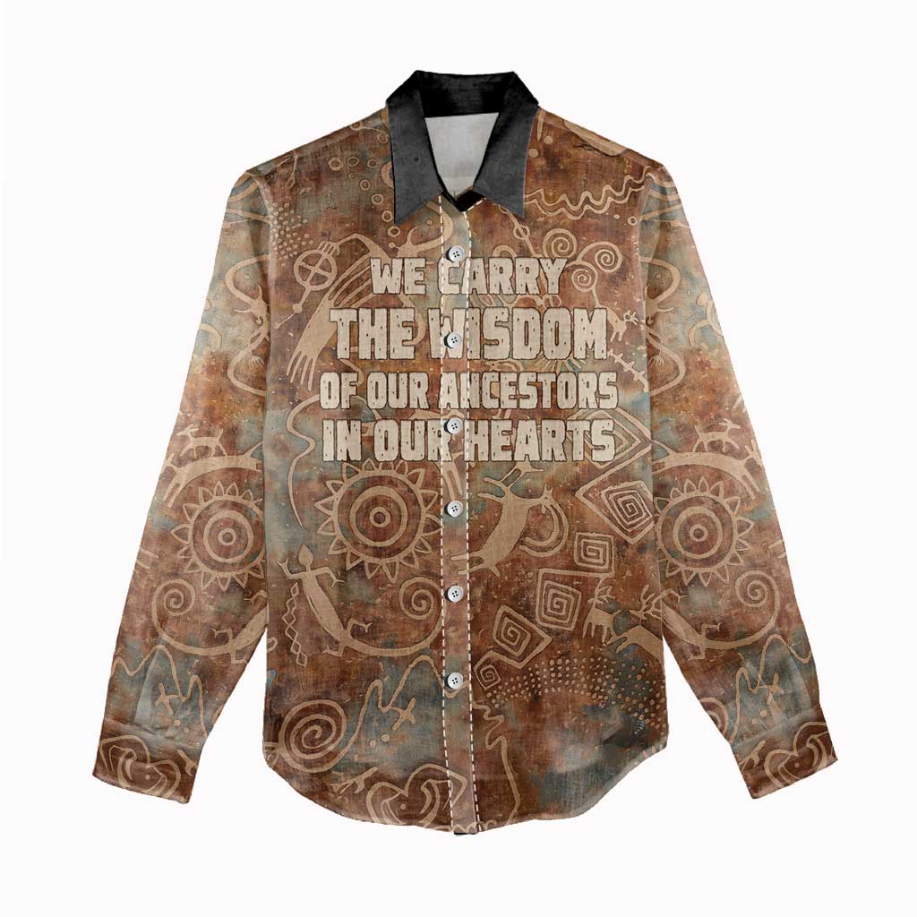 We Carry The Wisdom Women Casual Shirt Indigenous Spirit Quote Art - African Pride