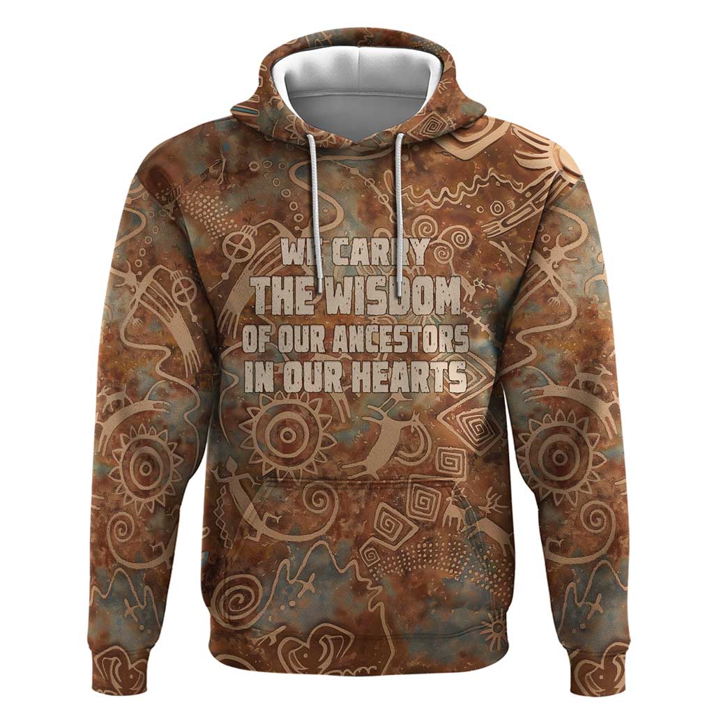 We Carry The Wisdom Zip Hoodie Indigenous Spirit Quote Art - African Pride