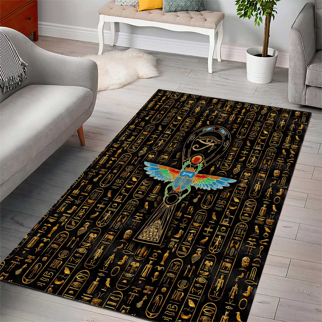 Ankh Horus Scarab Egyptian Area Rug Ancient Egypt - African Spiritual Legacy - African Pride