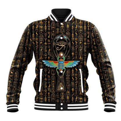 Ankh Horus Scarab Egyptian Baseball Jacket Ancient Egypt - African Spiritual Legacy - African Pride