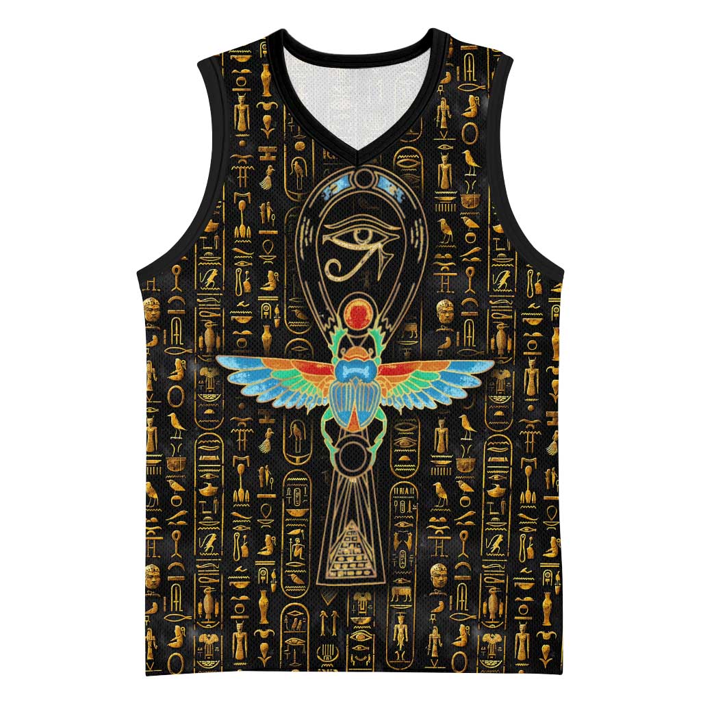 Ankh Horus Scarab Egyptian Basketball Jersey Ancient Egypt - African Spiritual Legacy - African Pride
