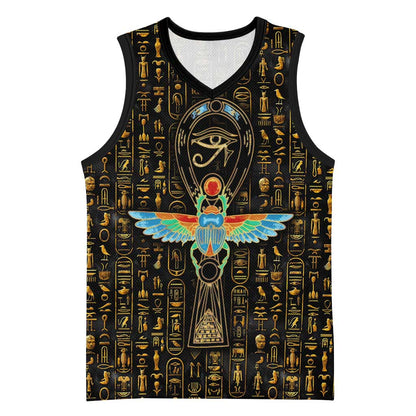 Ankh Horus Scarab Egyptian Basketball Jersey Ancient Egypt - African Spiritual Legacy - African Pride