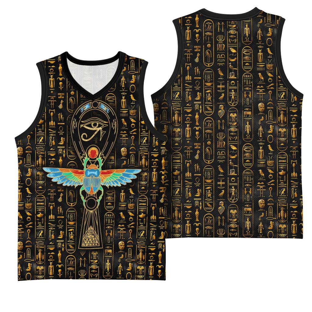 Ankh Horus Scarab Egyptian Basketball Jersey Ancient Egypt - African Spiritual Legacy - African Pride