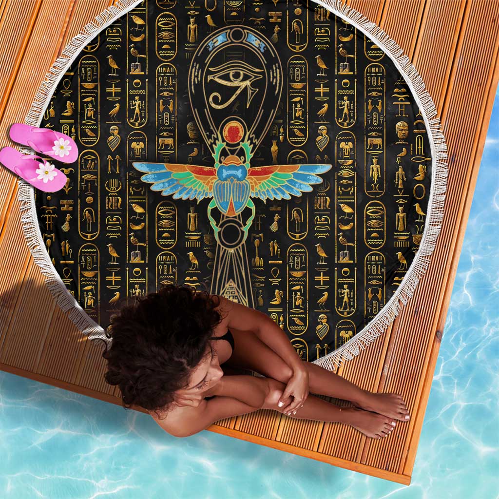 Ankh Horus Scarab Egyptian Beach Blanket Ancient Egypt - African Spiritual Legacy - African Pride
