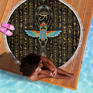 Ankh Horus Scarab Egyptian Beach Blanket Ancient Egypt - African Spiritual Legacy - African Pride