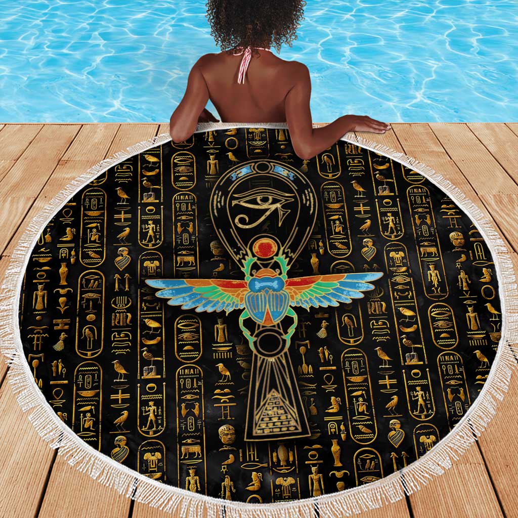 Ankh Horus Scarab Egyptian Beach Blanket Ancient Egypt - African Spiritual Legacy - African Pride