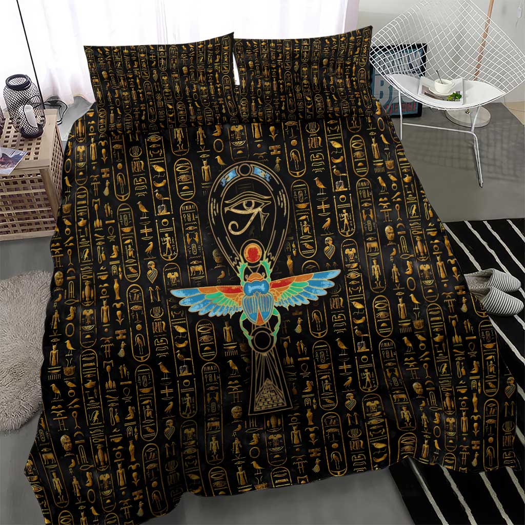 Ankh Horus Scarab Egyptian Bedding Set Ancient Egypt - African Spiritual Legacy - African Pride