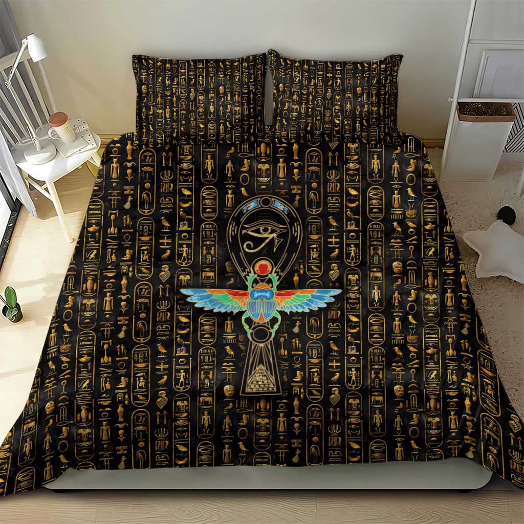 Ankh Horus Scarab Egyptian Bedding Set Ancient Egypt - African Spiritual Legacy - African Pride