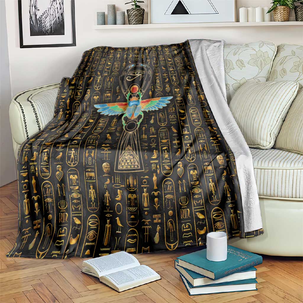Ankh Horus Scarab Egyptian Blanket Ancient Egypt - African Spiritual Legacy - African Pride