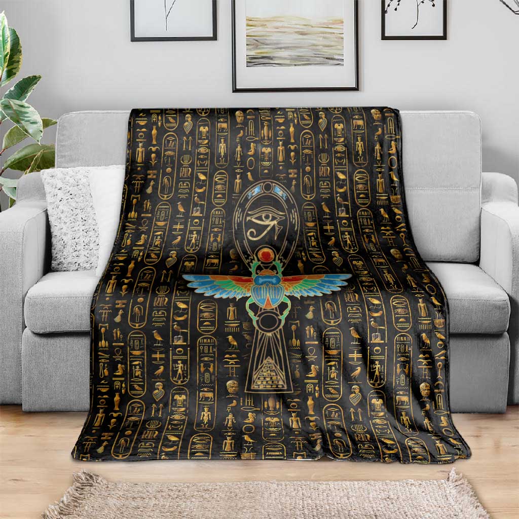Ankh Horus Scarab Egyptian Blanket Ancient Egypt - African Spiritual Legacy - African Pride