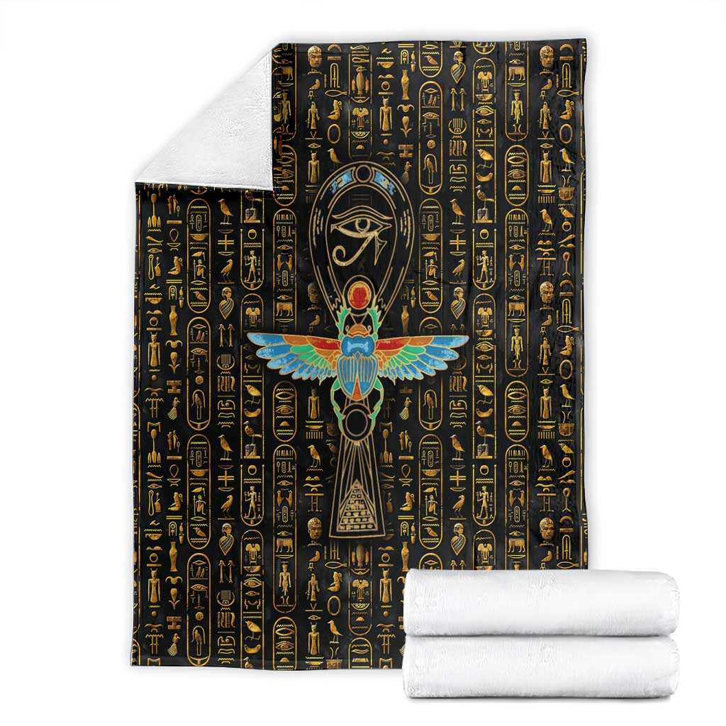 Ankh Horus Scarab Egyptian Blanket Ancient Egypt - African Spiritual Legacy - African Pride