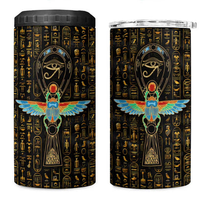 Ankh Horus Scarab Egyptian 4 in 1 Can Cooler Tumbler Ancient Egypt - African Spiritual Legacy - African Pride