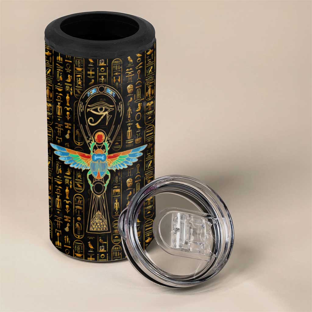 Ankh Horus Scarab Egyptian 4 in 1 Can Cooler Tumbler Ancient Egypt - African Spiritual Legacy - African Pride