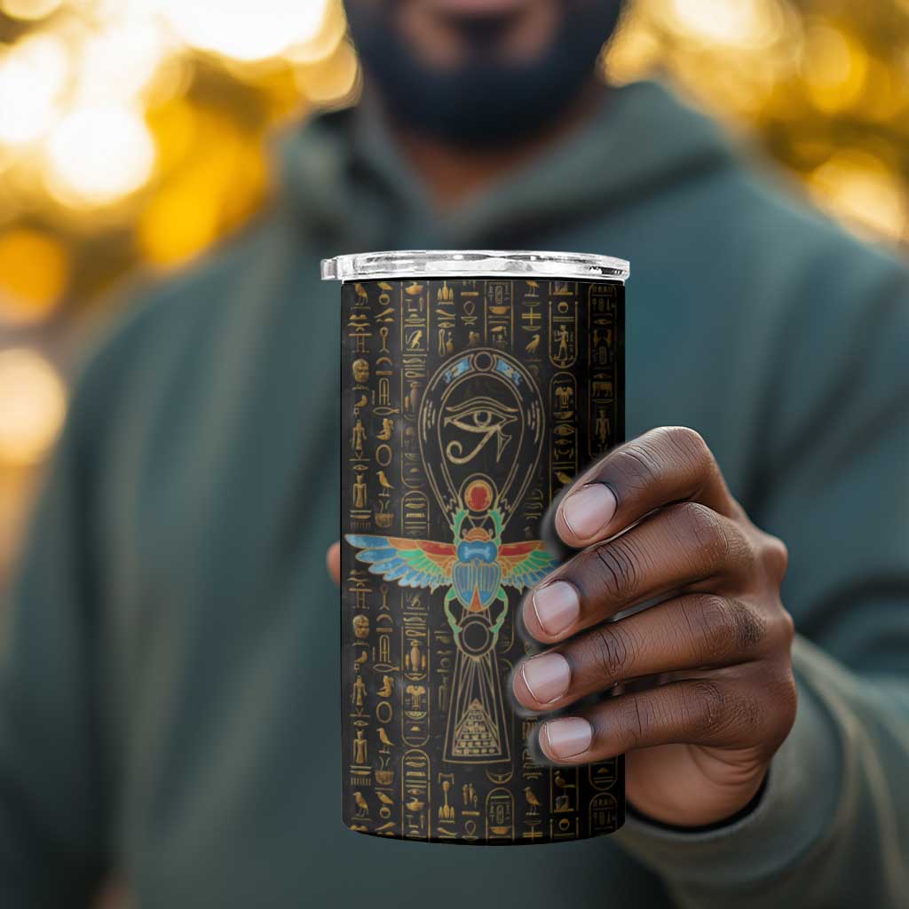 Ankh Horus Scarab Egyptian 4 in 1 Can Cooler Tumbler Ancient Egypt - African Spiritual Legacy - African Pride