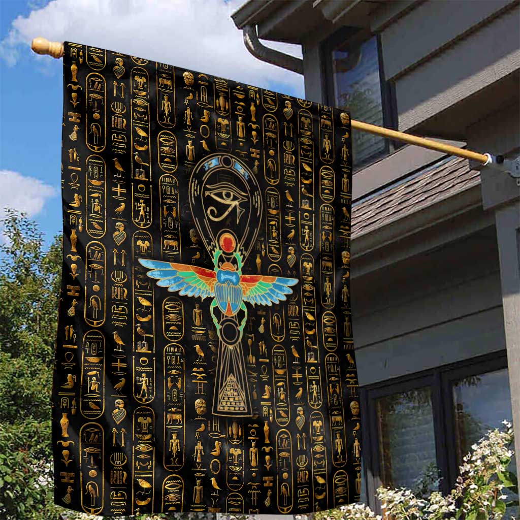 Ankh Horus Scarab Egyptian Garden Flag Ancient Egypt - African Spiritual Legacy - African Pride
