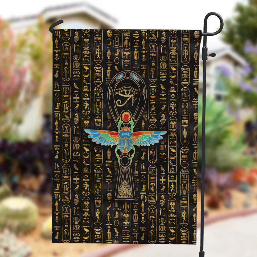 Ankh Horus Scarab Egyptian Garden Flag Ancient Egypt - African Spiritual Legacy - African Pride