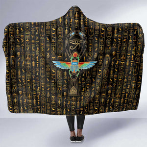 Ankh Horus Scarab Egyptian Hooded Blanket Ancient Egypt - African Spiritual Legacy - African Pride