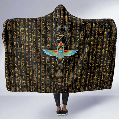 Ankh Horus Scarab Egyptian Hooded Blanket Ancient Egypt - African Spiritual Legacy - African Pride
