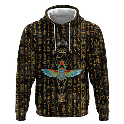 Ankh Horus Scarab Egyptian Hoodie Ancient Egypt - African Spiritual Legacy - African Pride