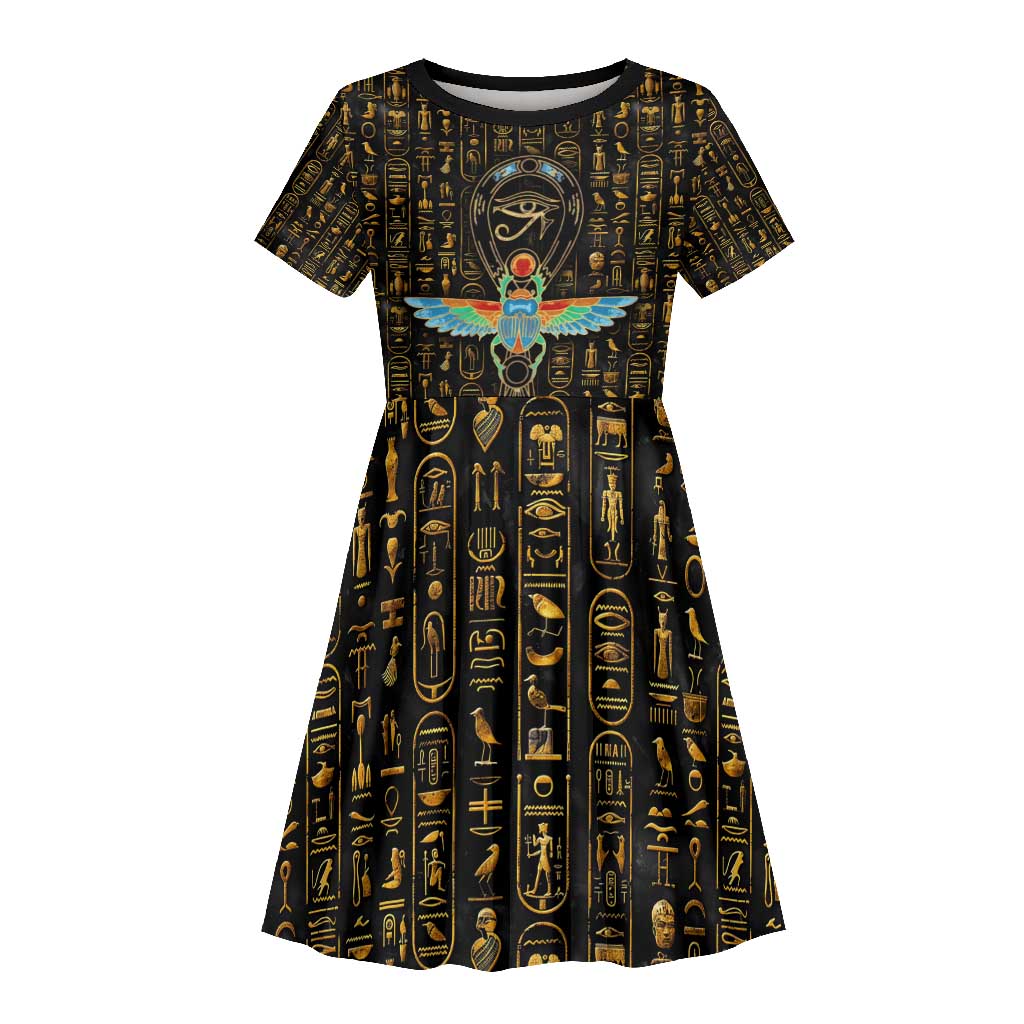 Ankh Horus Scarab Egyptian Kid Short Sleeve Dress Ancient Egypt - African Spiritual Legacy - African Pride