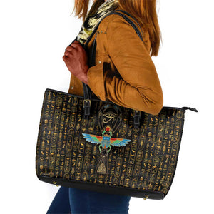Ankh Horus Scarab Egyptian Leather Tote Bag Ancient Egypt - African Spiritual Legacy - African Pride