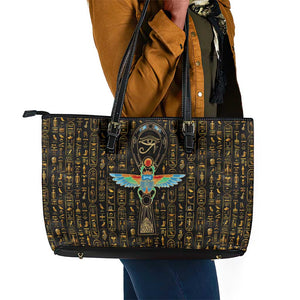 Ankh Horus Scarab Egyptian Leather Tote Bag Ancient Egypt - African Spiritual Legacy - African Pride