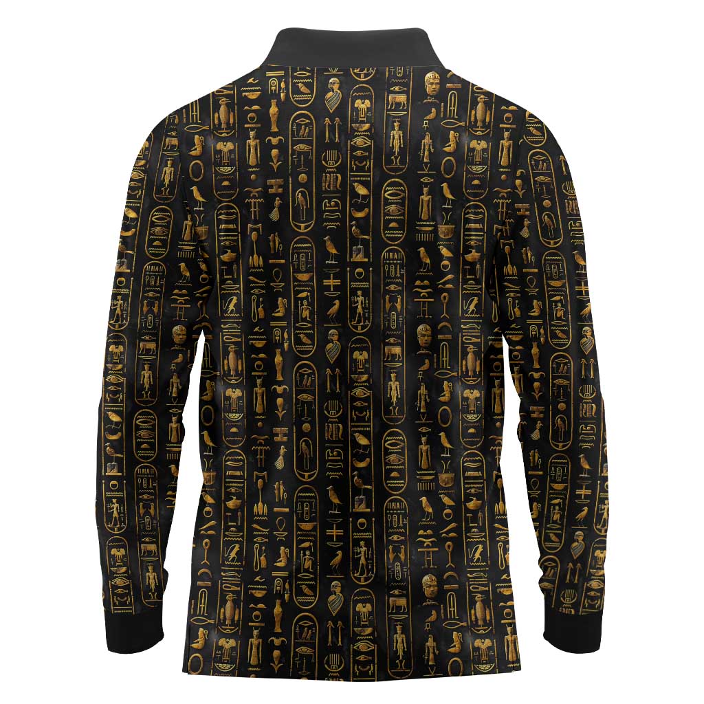 Ankh Horus Scarab Egyptian Long Sleeve Polo Shirt Ancient Egypt - African Spiritual Legacy - African Pride