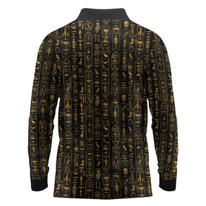Ankh Horus Scarab Egyptian Long Sleeve Polo Shirt Ancient Egypt - African Spiritual Legacy - African Pride