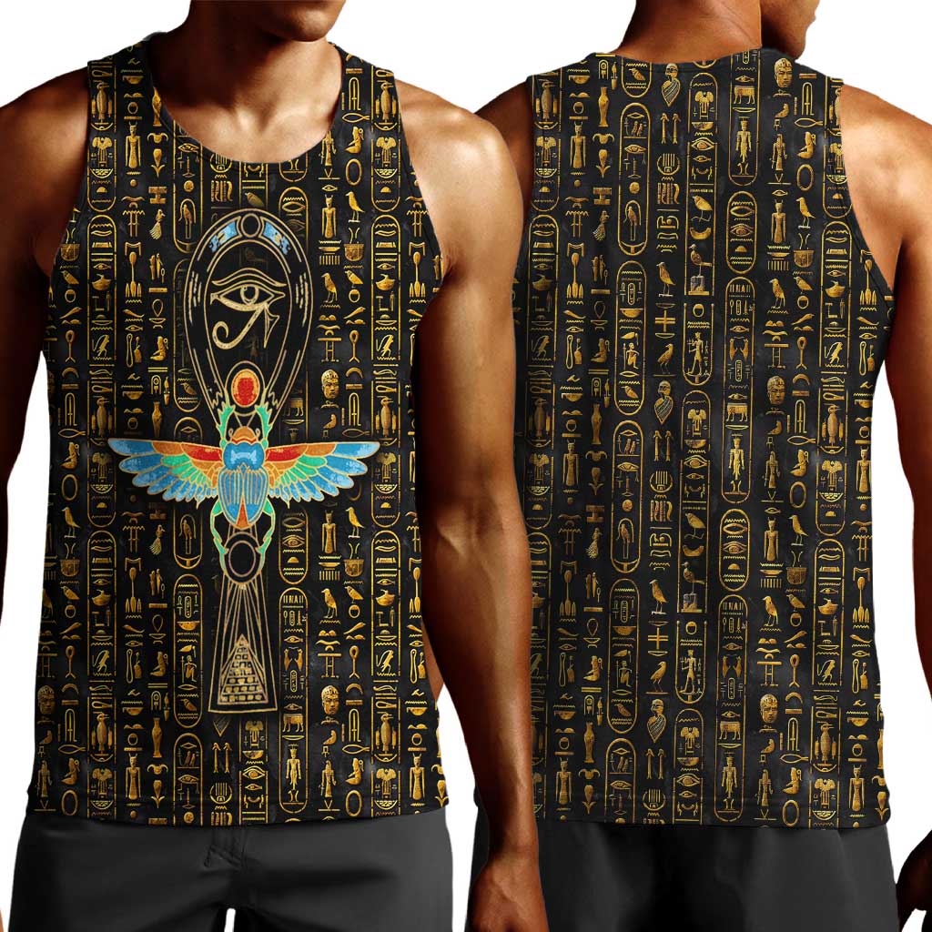 Ankh Horus Scarab Egyptian Men Tank Top Ancient Egypt - African Spiritual Legacy - African Pride